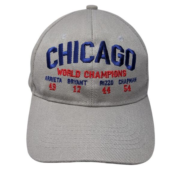 Chicago World Champions Strapback Baseball Cap Gray One Size Adjustable 6 Panel - Picture 1 of 9